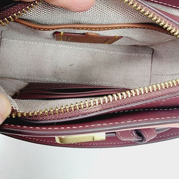 Coach TATE 18 Colorblock Top Handle 3 Compartment Bag Pink Burgundy - Picture 12 of 16